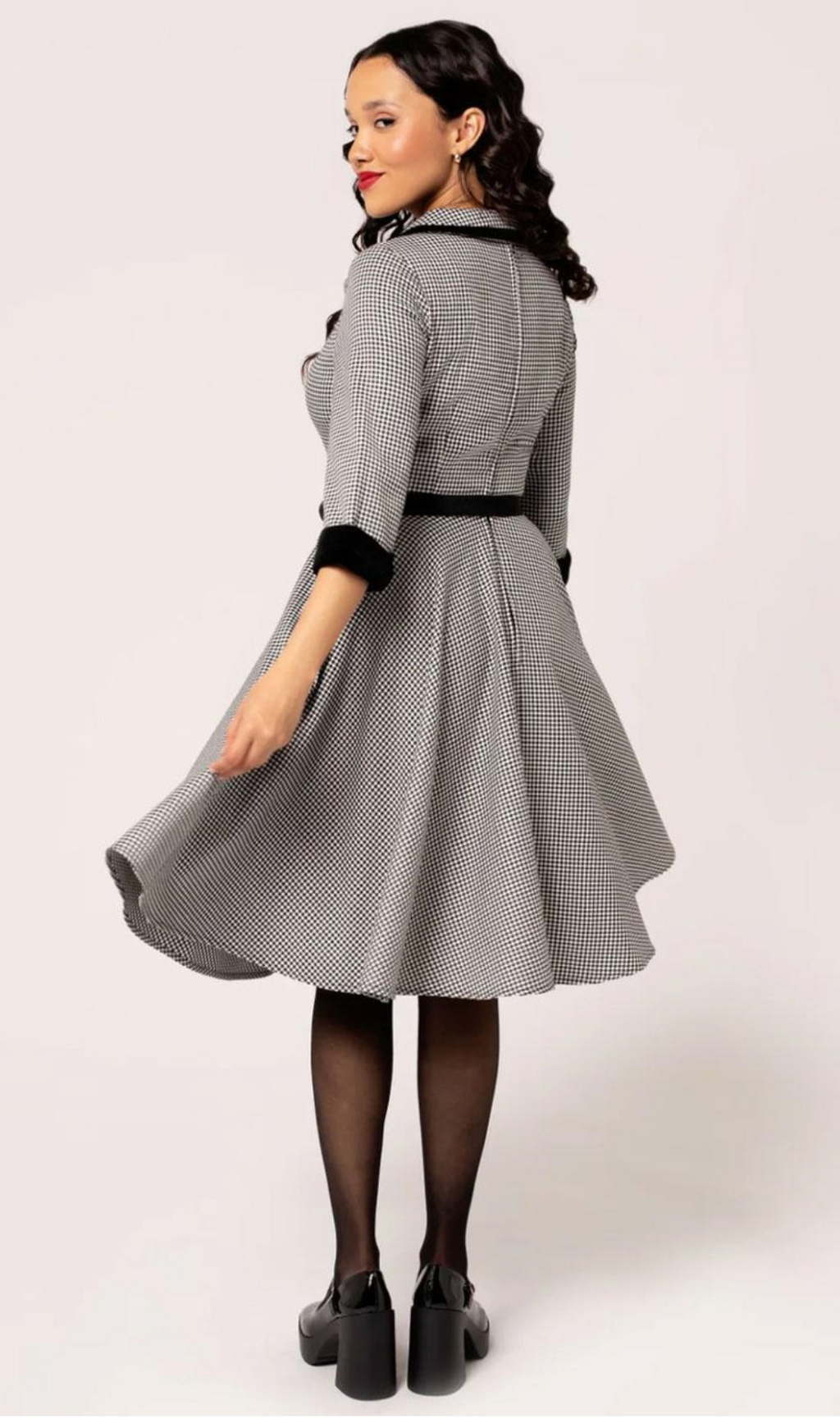 Swingkleid Teddy ,Houndstooth Schwarz/Weiß