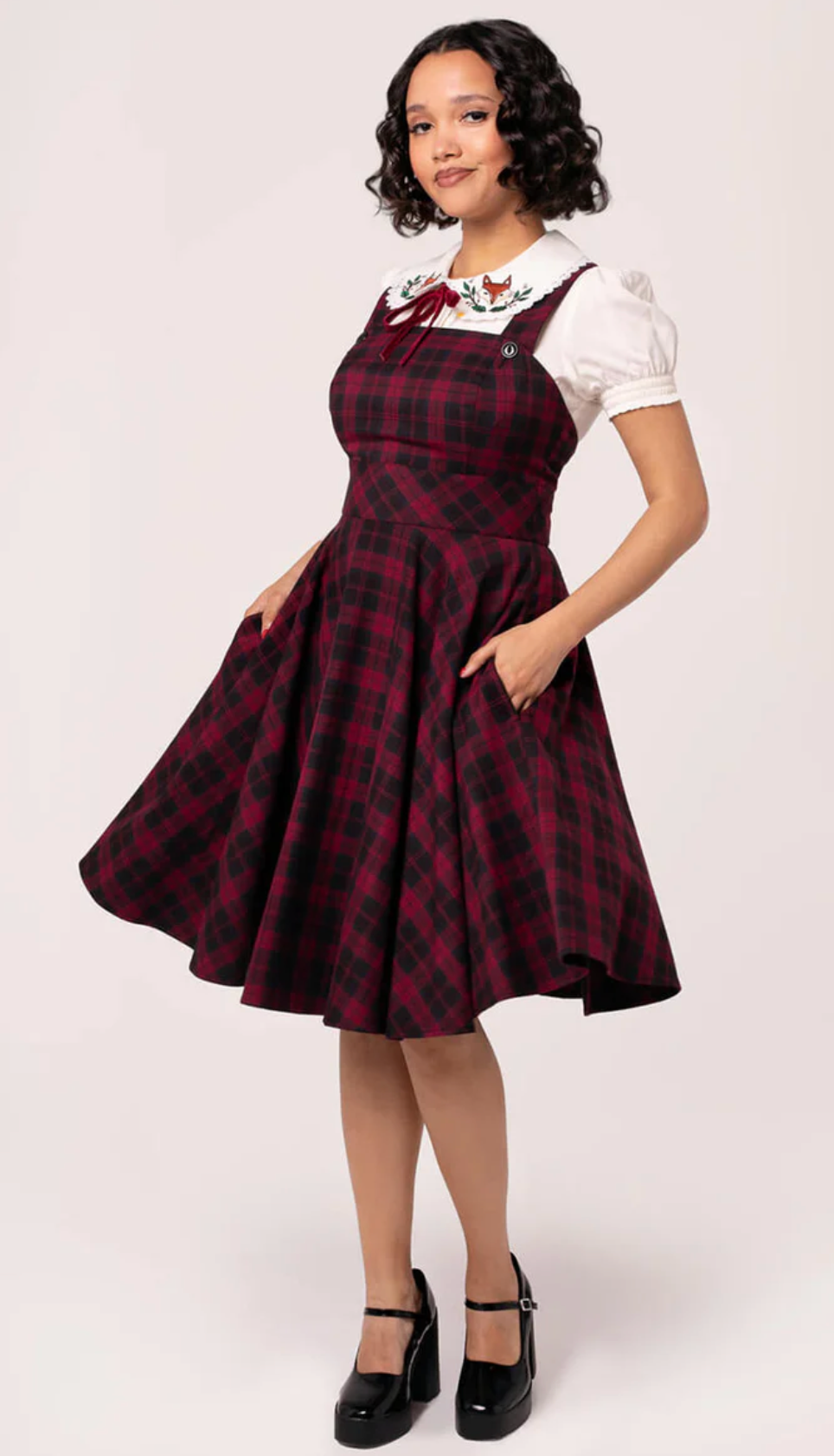 Latzkleid Carmina 50's Pinafore, Burgundy