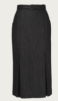 The Triple Step Skirt, Wollmix, Black & Charcoal