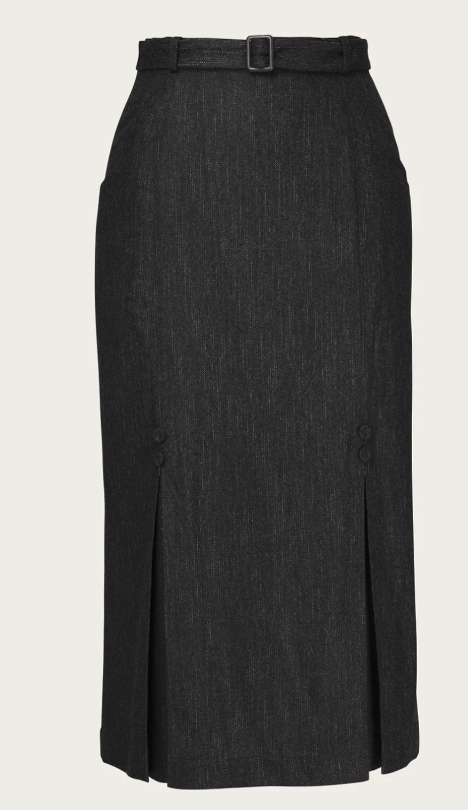 The Triple Step Skirt, Wollmix, Black & Charcoal