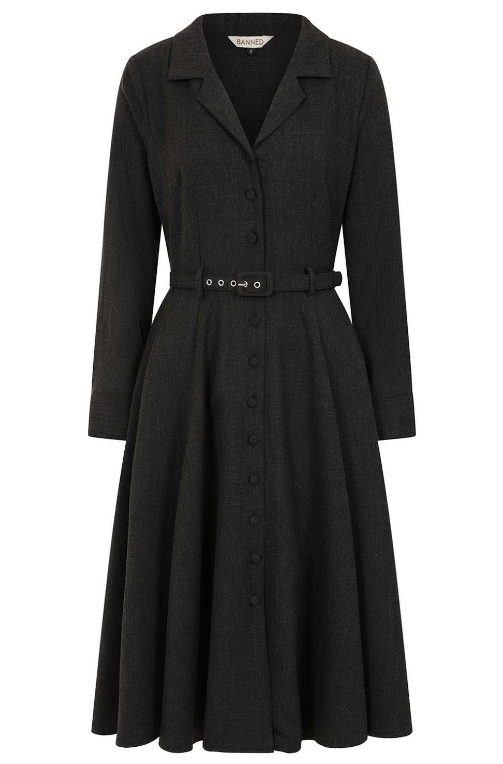 Swingkleid Marigold 40's, Tweed Stoff, Dunkelgrau