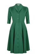 Vintage-Kleid D'Laine Gabardine,  British Green ( Tannengrün) Gabardine