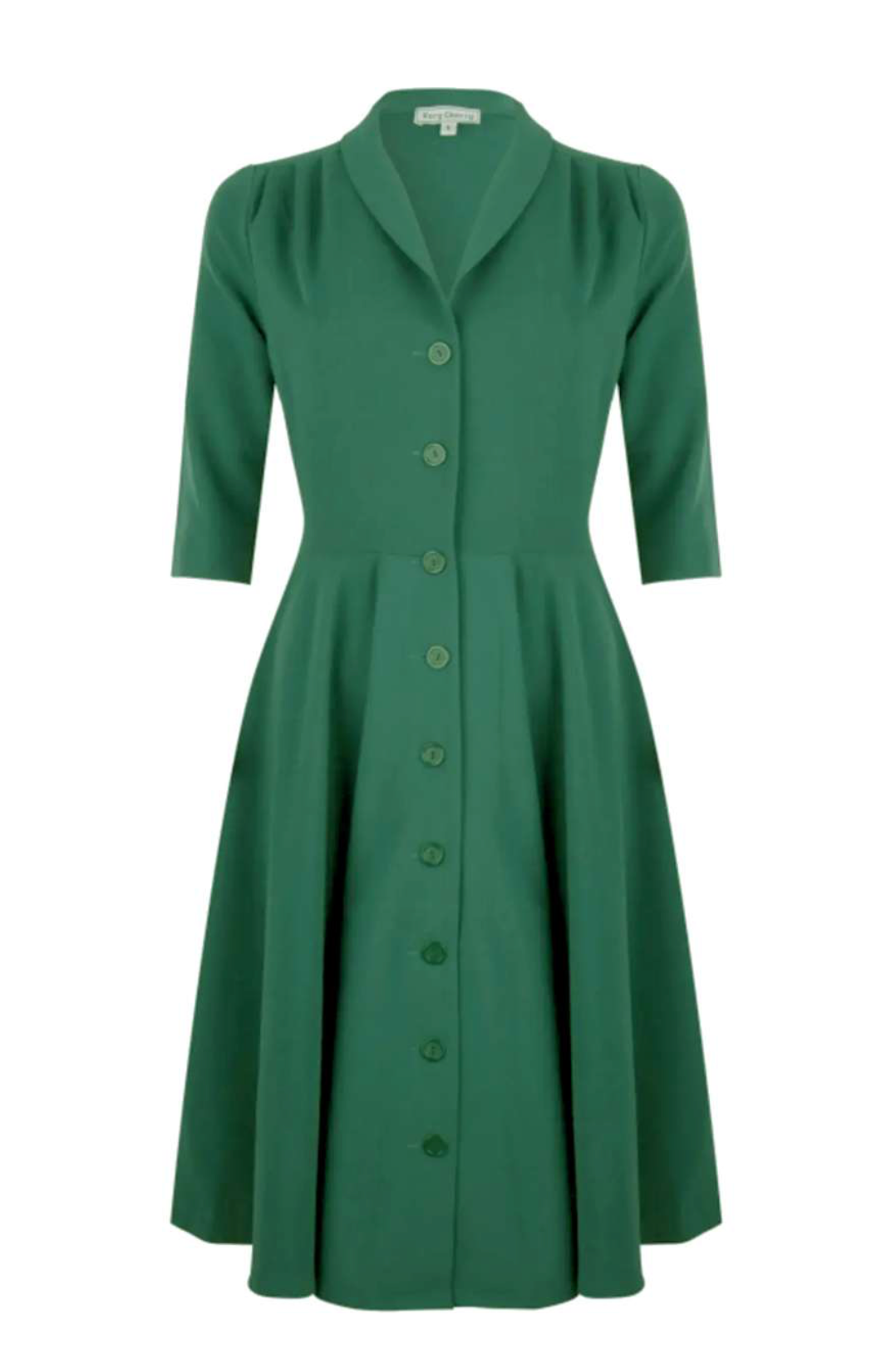 Vintage-Kleid D'Laine Gabardine,  British Green ( Tannengrün) Gabardine