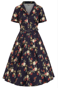 Vintage-Swingkleid Bella Romantic Floral, Navy
