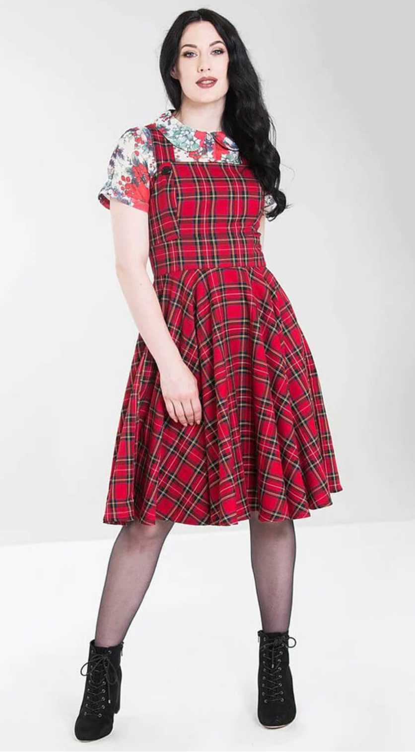 Trägerkleid Irvine Pinaford,  Tartan Rot,    Plus Size