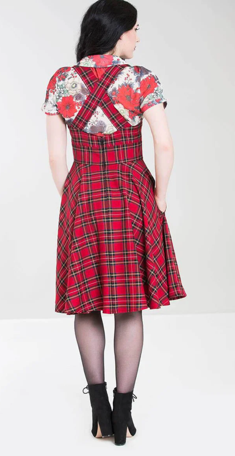 Trägerkleid Irvine Pinaford,  Tartan Rot,    Plus Size