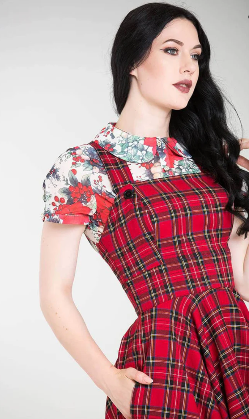 Trägerkleid Irvine Pinaford,  Tartan Rot,    Plus Size