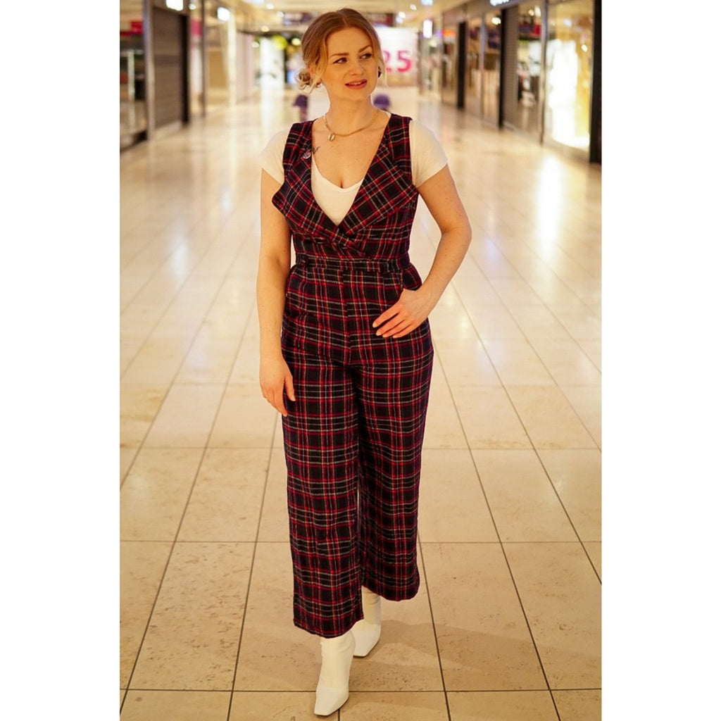 Jumpsuit Sylvia, Navy-Tartan