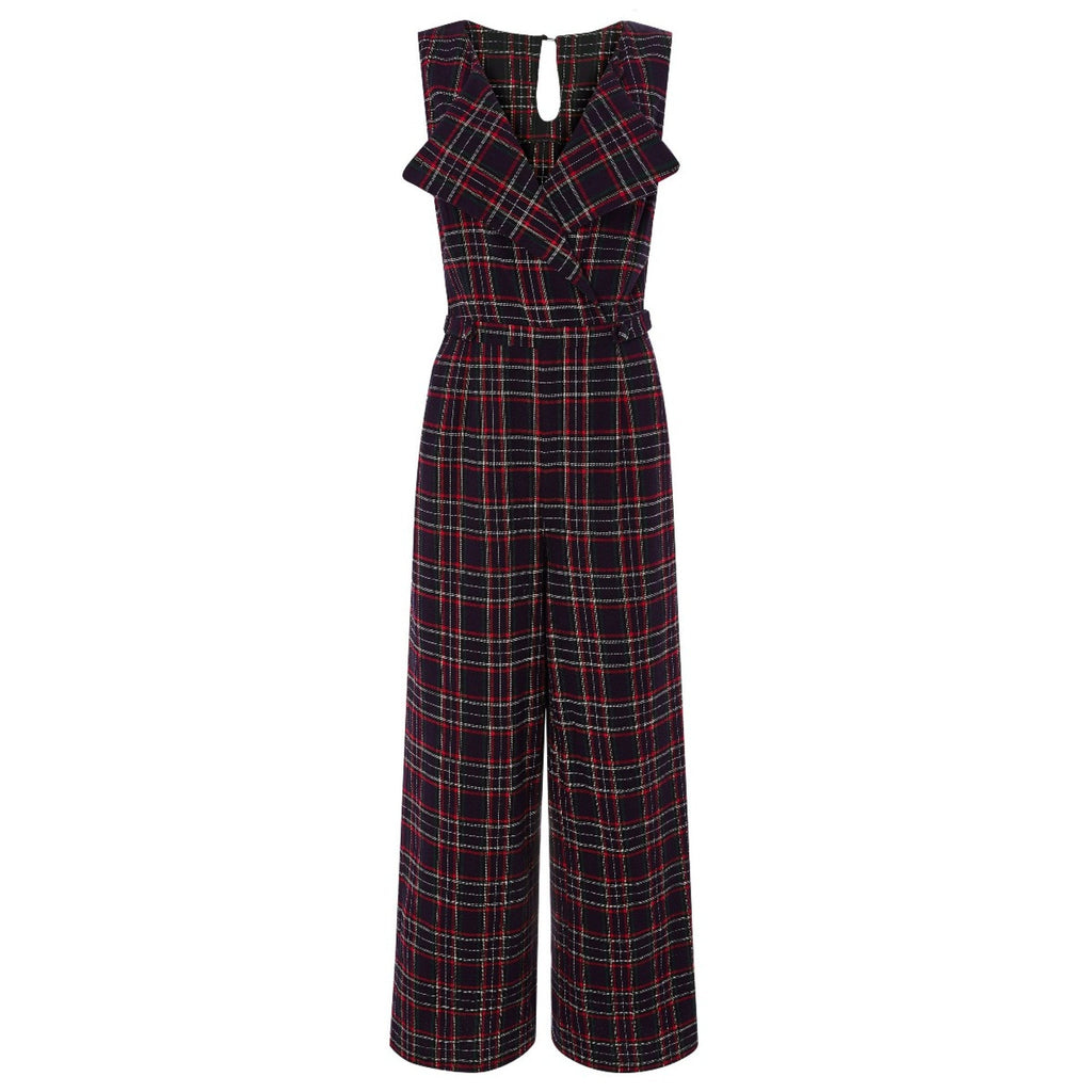 Jumpsuit Sylvia, Navy-Tartan