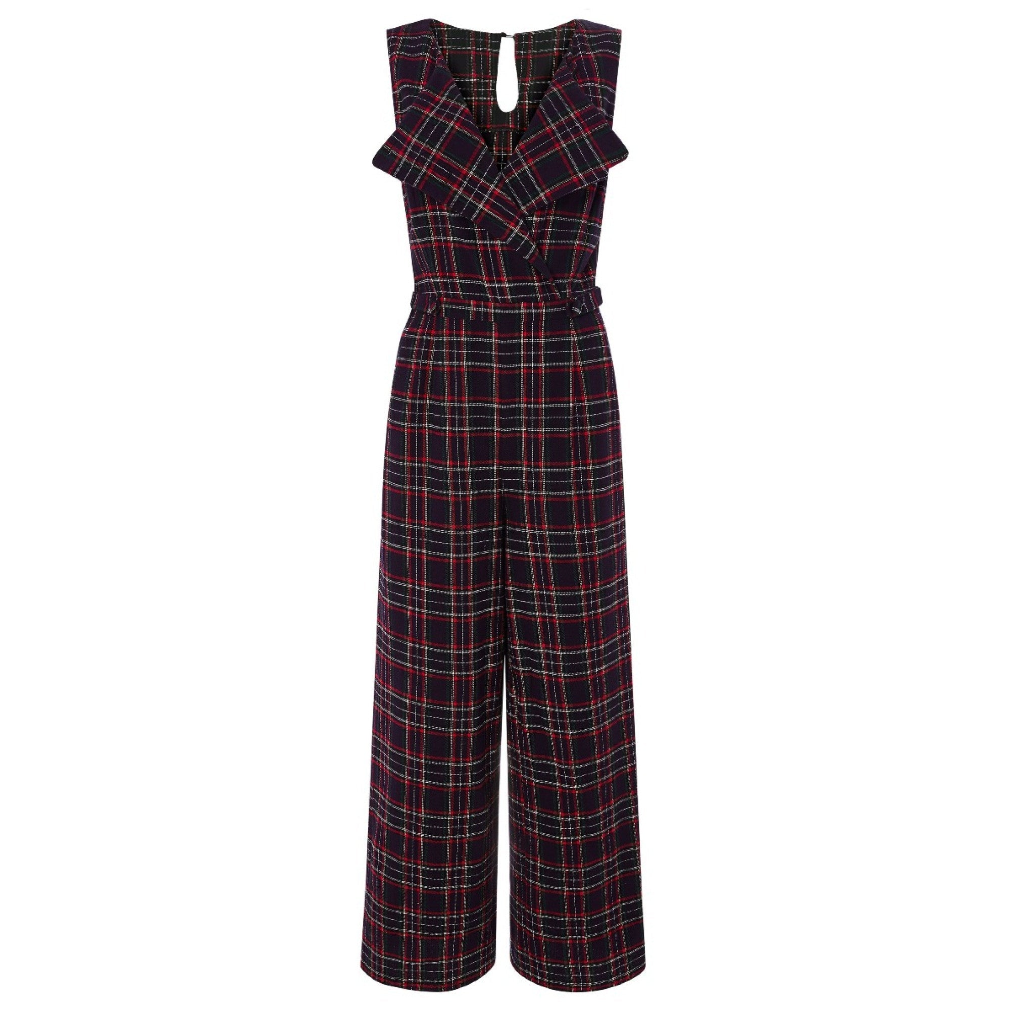 Jumpsuit Sylvia, Navy-Tartan